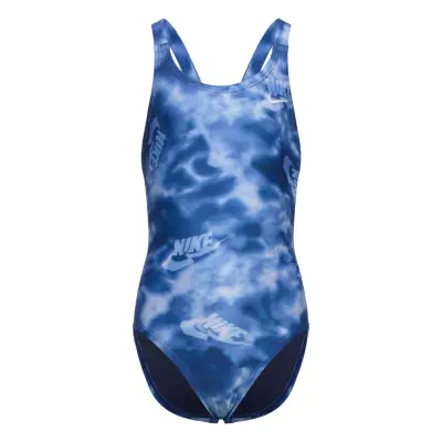 NIKE SWIM Nike Hydrastrong Multi Print Fastback One Piece - Blue - 140-150