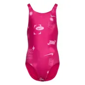 NIKE SWIM Nike Hydrastrong Multi Print Fastback One Piece - Pink - 150-160