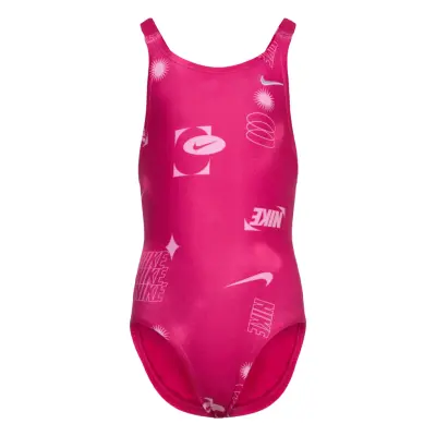 NIKE SWIM Nike Hydrastrong Multi Print Fastback One Piece - Pink - 150-160
