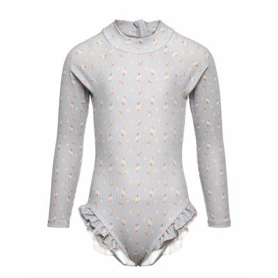 Nmffagma Ls Swimsuit Lil Baddräkt Badkläder Blå Lil'Atelier