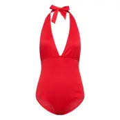 Pam Rib Tie Swimsuit Baddräkt Badkläder Röd Just Female