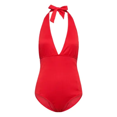 Pam Rib Tie Swimsuit Baddräkt Badkläder Röd Just Female