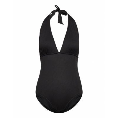 Pam Rib Tie Swimsuit Baddräkt Badkläder Svart Just Female
