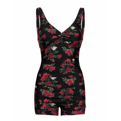 Panos Wild Roses Livorno Swimsuit Baddräkt Badkläder Svart Panos Emporio