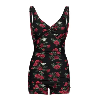 Panos Wild Roses Livorno Swimsuit Baddräkt Badkläder Svart Panos Emporio
