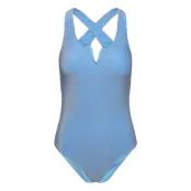 Pcbling Swimsuit Lurex Sww Baddräkt Badkläder Blue Pieces
