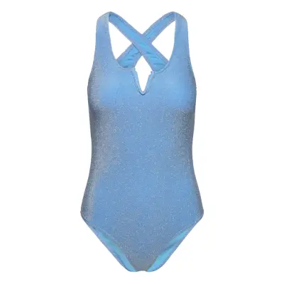Pcbling Swimsuit Lurex Sww Baddräkt Badkläder Blue Pieces