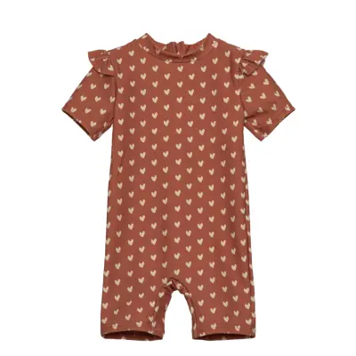 Petit Piao Swimjumpsuit Frills Printed Brun