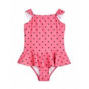 Polka Dot Frill Swimsuit Baddräkt Badkläder Rosa Mini Rodini