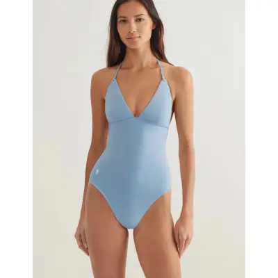Polo By Ralph Lauren Swimwear Prl Oxford Halter Triangle Swimsuit - Blue - XL