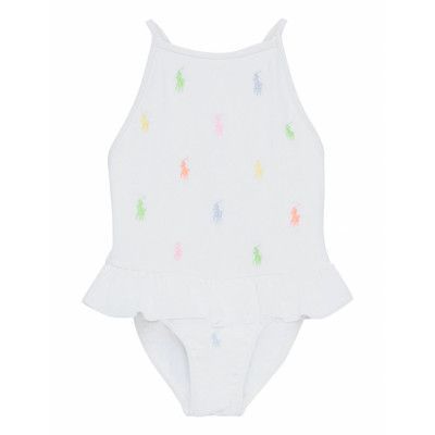 Polo Pony -Piece Swimsuit Baddräkt Badkläder Vit Ralph Lauren Baby