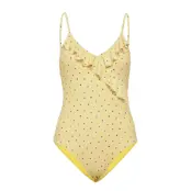 Prinia Frill Swimsuit Baddräkt Badkläder Gul Becksöndergaard