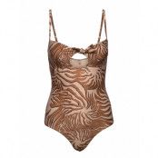 Printed Swimsuit With Bow In Econyl™ Quality Baddräkt Badkläder Brun Scotch & Soda