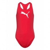 Puma Swim Girls Racerback Swimsuit *Villkorat Erbjudande Baddräkt Badkläder Röd Puma Swim