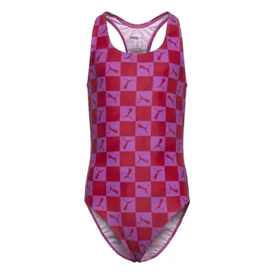Puma Swim Puma Swim Girls Printed Cat Swimsuit 1P - Purple - 152