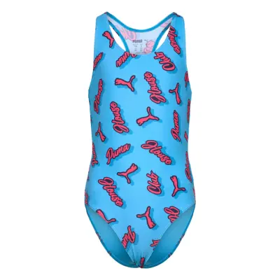 Puma Swim Puma Swim Girls Printed Swimsuit 1P Blå
