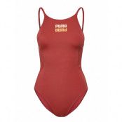 Puma Swim Women High Neck Swimsuit Baddräkt Badkläder Röd Puma Swim