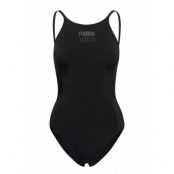 Puma Swim Women High Neck Swimsuit Baddräkt Badkläder Svart Puma Swim