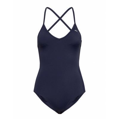 Puma Swim Women V-Neck Crossback Sw *Villkorat Erbjudande Baddräkt Badkläder Marinblå Puma Swim