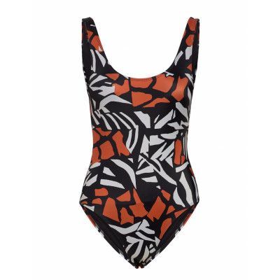 Recycled Afara Print Swimsuit Baddräkt Badkläder Svart French Connection
