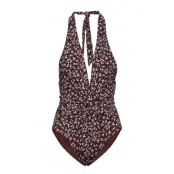 Recycled Fabric Swimwear Baddräkt Badkläder Brun Ganni