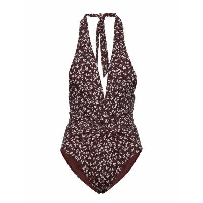 Recycled Fabric Swimwear Baddräkt Badkläder Brun Ganni