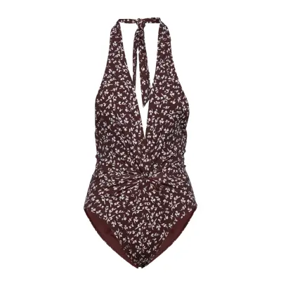 Recycled Fabric Swimwear Baddräkt Badkläder Brun Ganni