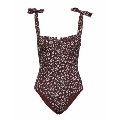 Recycled Fabric Swimwear Baddräkt Badkläder Brun Ganni