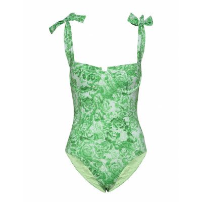 Recycled Fabric Swimwear Baddräkt Badkläder Grön Ganni