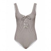 Recycled Stripe Tie-Front Swimsuit Baddräkt Badkläder Multi/mönstrad Ganni