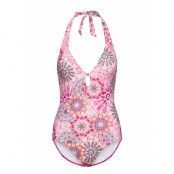 Recycled: Swimsuit With A Print Baddräkt Badkläder Pink Esprit Bodywear Women