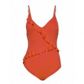Ruffle 1pcs Baddräkt Badkläder Orange Michael Kors Swimwear