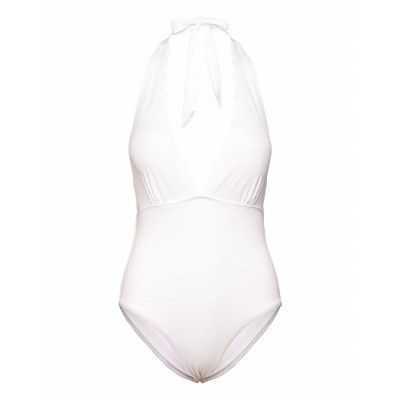 Scallop V Neck Bs Baddräkt Badkläder White Hunkemöller