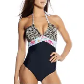 Seekers Bandeau Swimsuit Leopard Black * Fri Frakt * * Kampanj *