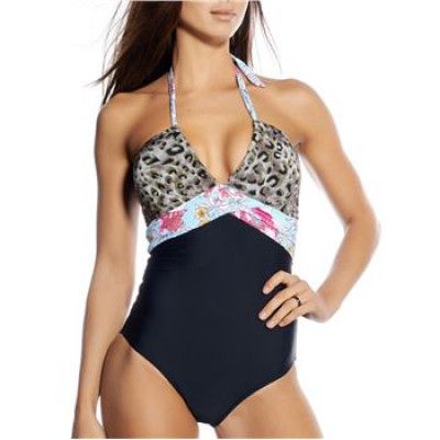 Seekers Bandeau Swimsuit Leopard Black * Fri Frakt * * Kampanj *