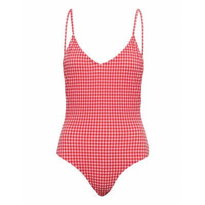Seersucker Bea Swimsuit Baddräkt Badkläder Red Becksöndergaard