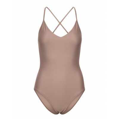 Shiny Cross Back Swimsuit Baddräkt Badkläder Brun Filippa K