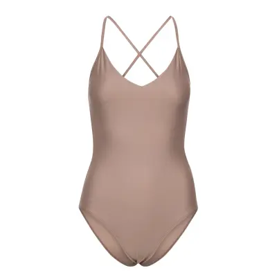 Shiny Cross Back Swimsuit Baddräkt Badkläder Brun Filippa K