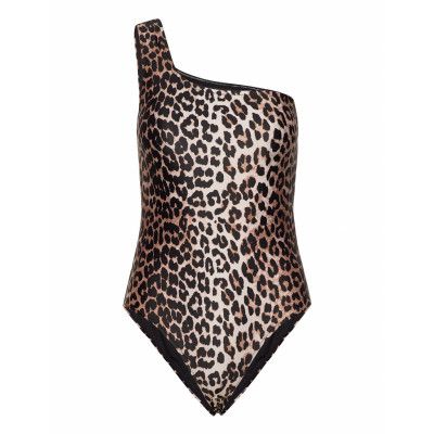 Shoulder Swimsuit Baddräkt Badkläder Brun Ganni