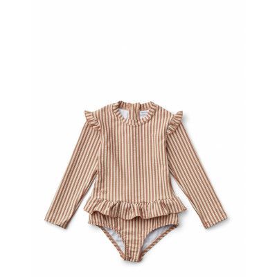 Sille Swim Jumpsuit Seersucker Baddräkt Badkläder Brun Liewood