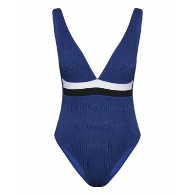 Slice Of Splice Spliced Deep V Neck Piece Baddräkt Badkläder Blue Seafolly