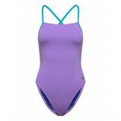 Solid Lattice-Back Sport Swimsuits Purple Speedo