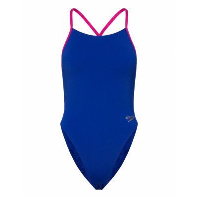 Solid Tie-Back 1 Piece Sport Swimsuits Blue Speedo