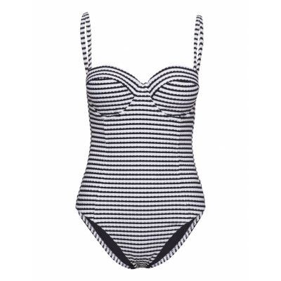 Sorrento Stripe Bustier Bra Piece Baddräkt Badkläder Black Seafolly