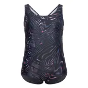 Souleaf Graphic 3-Stripes Swimsuit W Baddräkt Badkläder Blå Adidas Performance