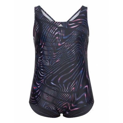 Souleaf Graphic 3-Stripes Swimsuit W Baddräkt Badkläder Blå Adidas Performance