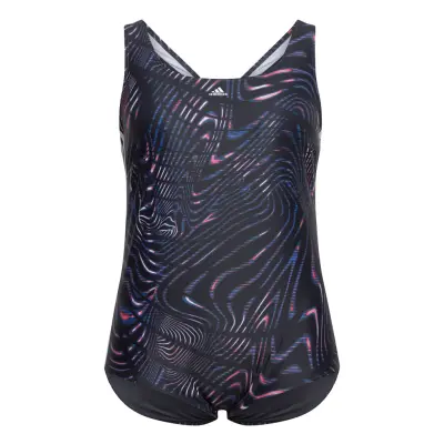 Souleaf Graphic 3-Stripes Swimsuit W Baddräkt Badkläder Blå Adidas Performance