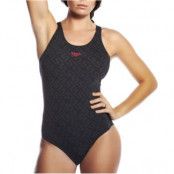Speedo Monogram Pullback Swimsuit Black