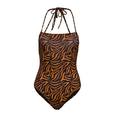 Straight Neckline Swimsuit Baddräkt Badkläder Brun Ivyrevel