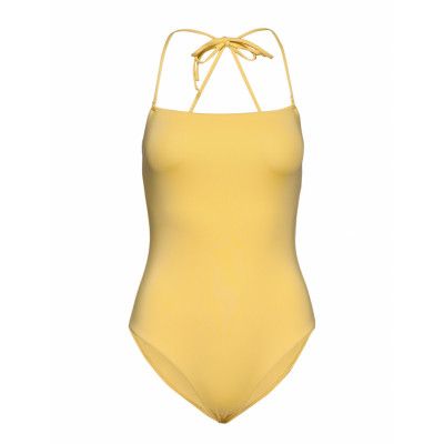 Straight Neckline Swimsuit Baddräkt Badkläder Gul Ivyrevel
